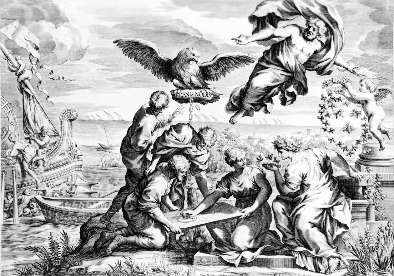 Alegoria rodziny Barberini, grafika wykonana przez Karla Audrana ok. 1623-40 autorstwa Pietro da Cortona