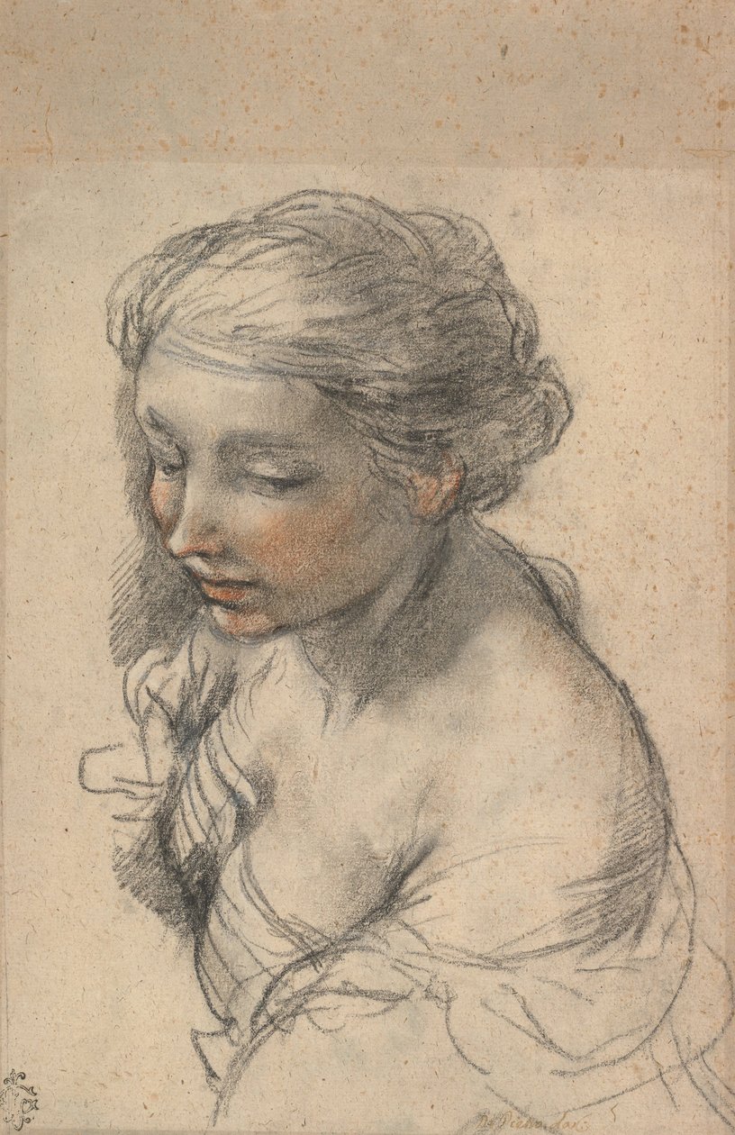 Popiersie młodej kobiety odwróconej w lewo, 1637 autorstwa Pietro da Cortona