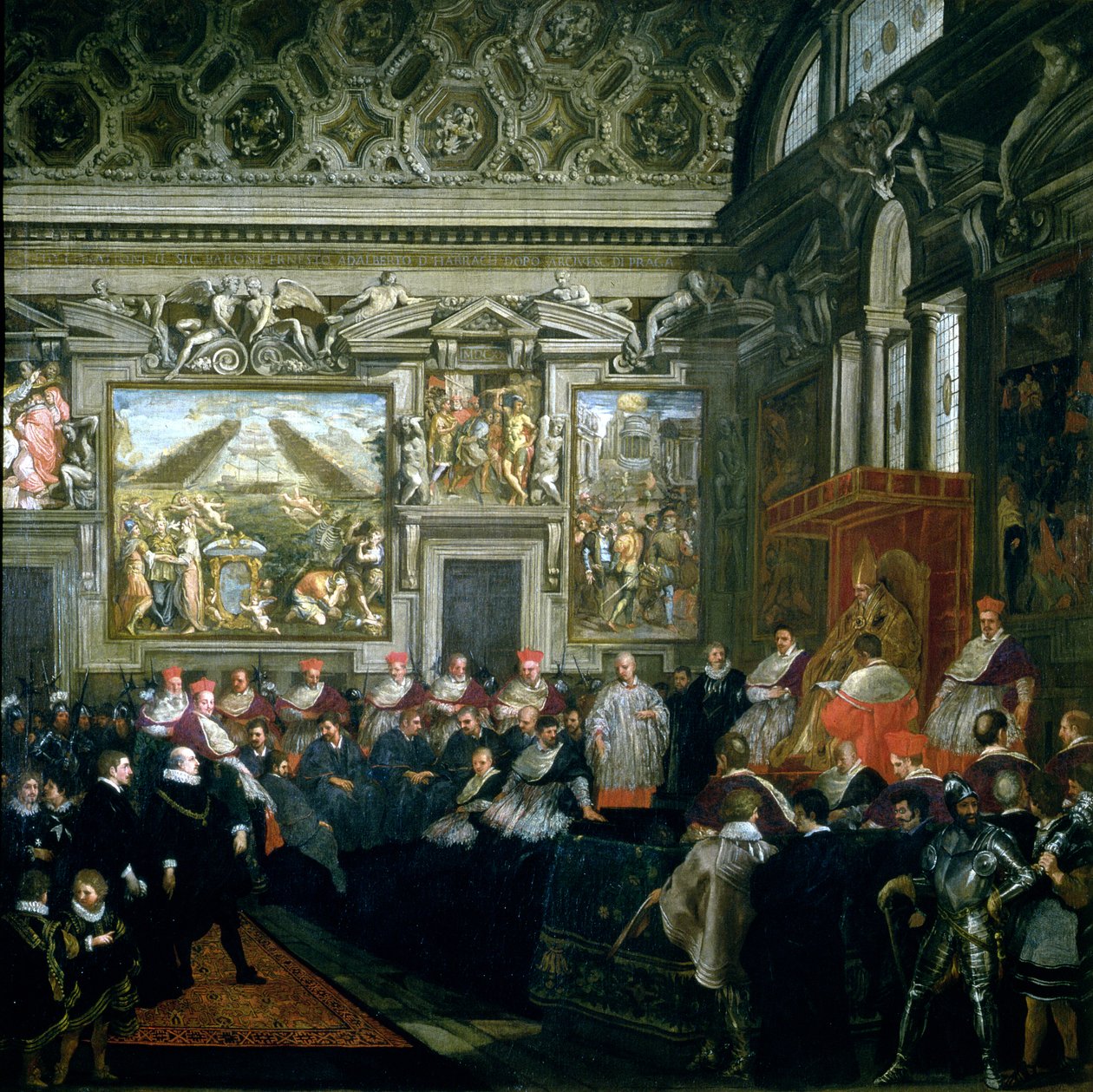 Papież Paweł V (1522-1621) z audiencją, 1620 autorstwa Pietro da Cortona