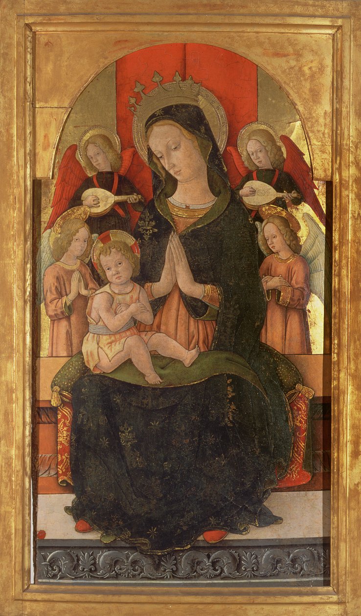 Madonna z Dzieciątkiem z Aniołami (tempera na panelu) autorstwa Pietro Alemanny