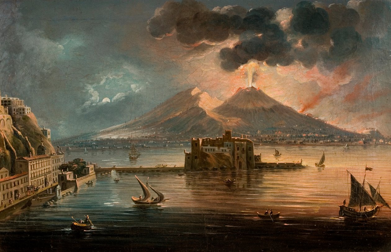 Neapol nocą z wybuchem Wezuwiusza autorstwa Pietro Antoniani