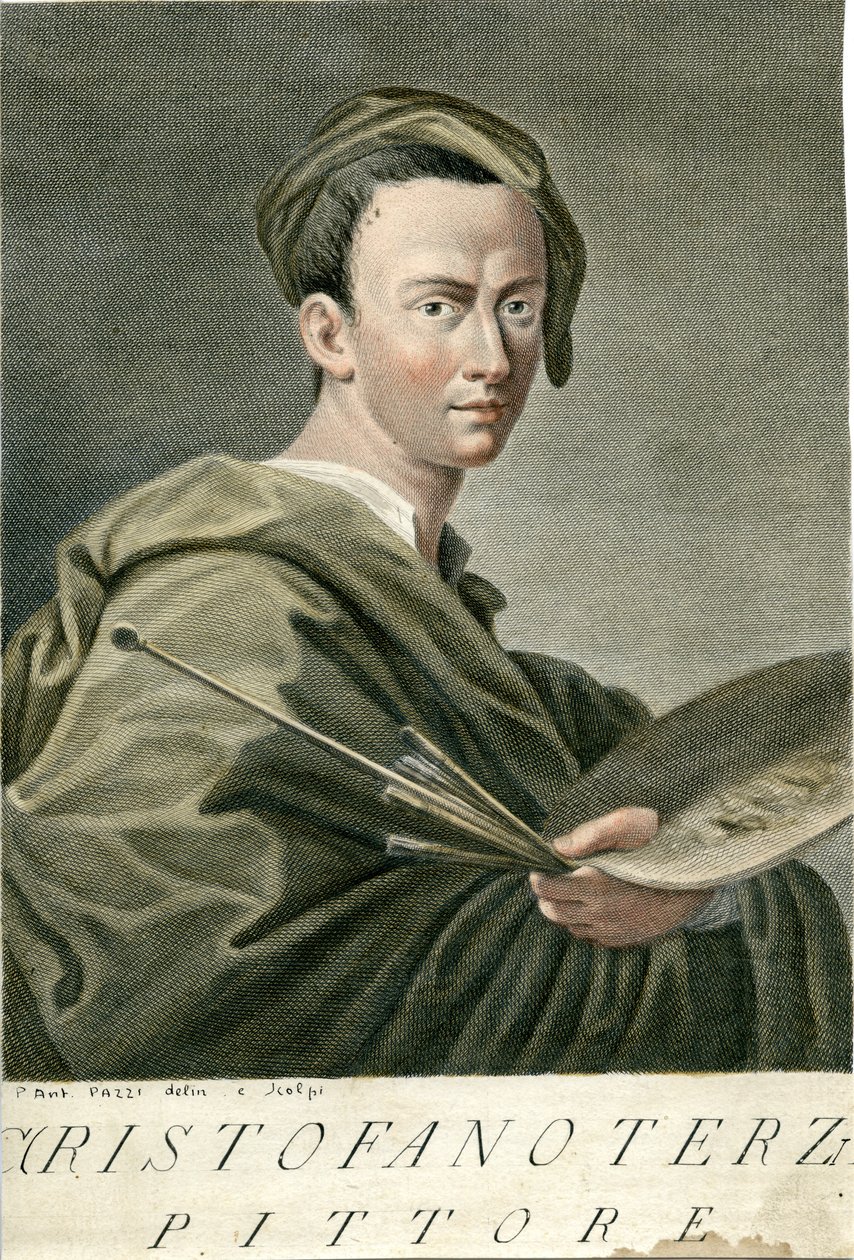 grawerowany portret autorstwa Pietro Antonio Pazzi