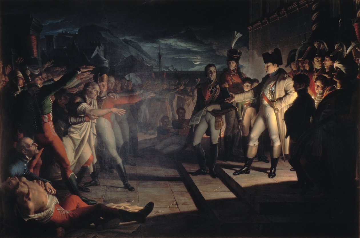 Przysięga Sassonich do Napoleona Bonaparte (1769-1821) po bitwie pod Jena-Auerstadt, 14 października 1806, 1820 (patrz także 187778) autorstwa Pietro Benvenuti