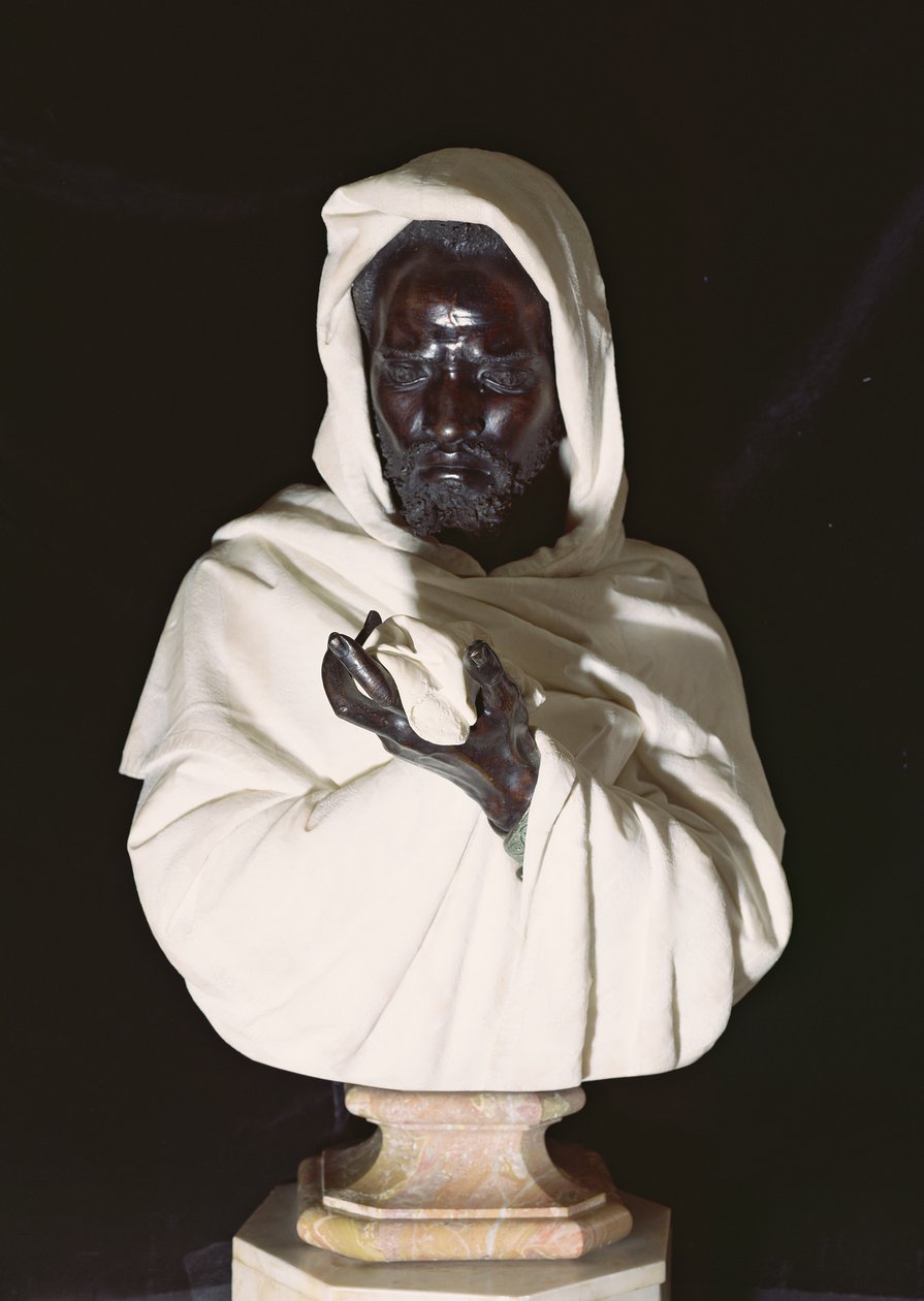 Otello, 1872 (brąz i biały marmur na cokole z onyksu) autorstwa Pietro Calvi