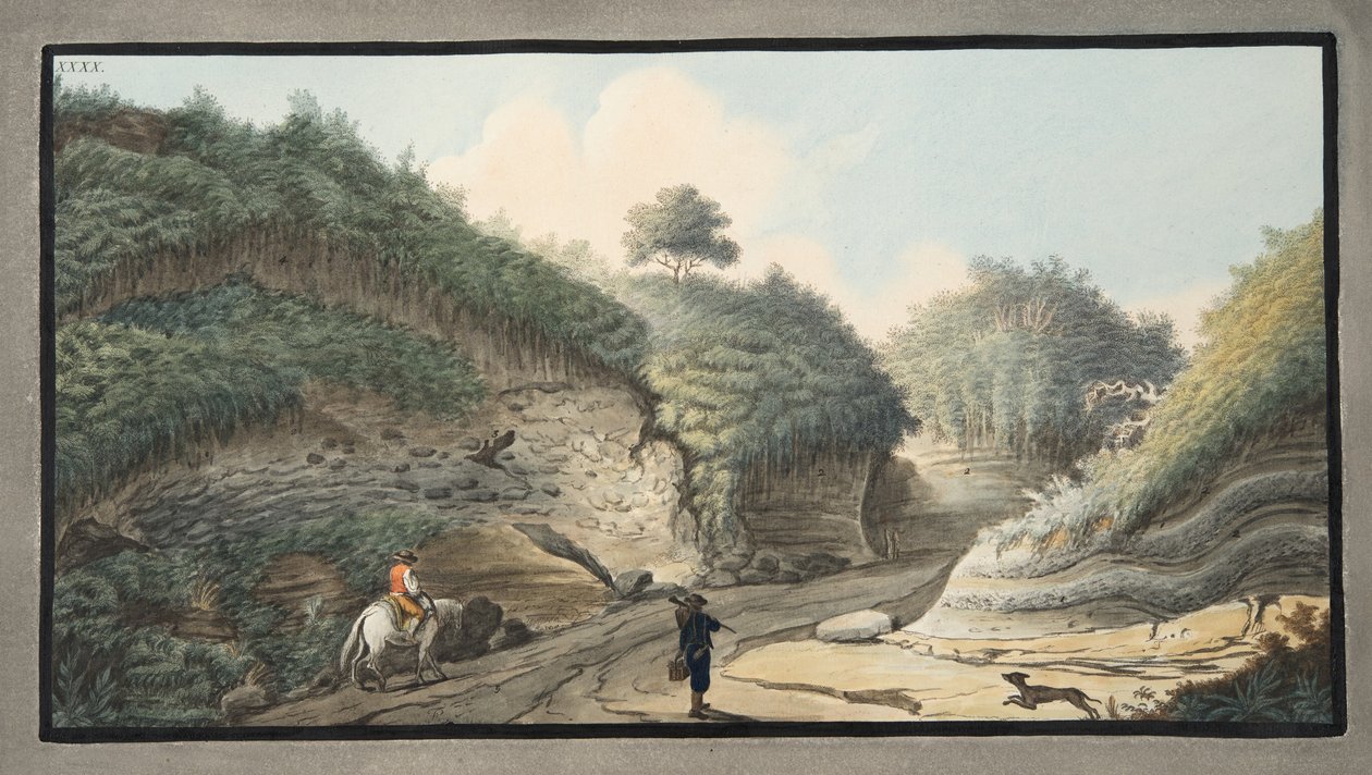 Widok wydrążonej drogi prowadzącej z Groty Pausilipo do Pianury, płyta XXXX, z „Campi Phlegraei: Obserwacje na wulkanach Dwóch Sycylii”, Sir William Hamilton (1730-1803), publi autorstwa Pietro Fabris