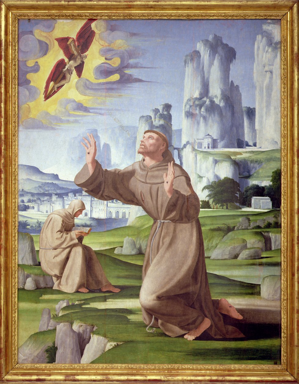 Stygmaty św. Franciszka (tempera na desce) (zob. także 59263) autorstwa Pietro Francione