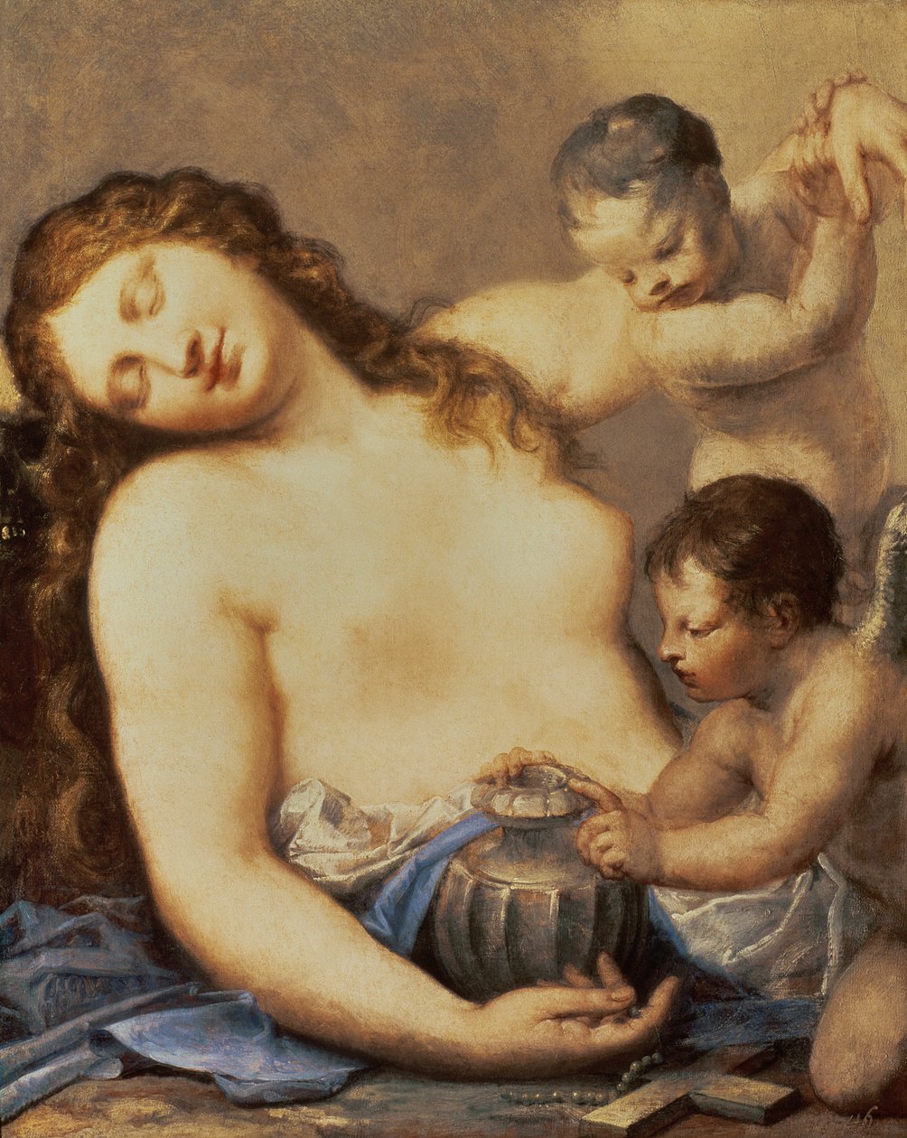 Pokutująca Maria Magdalena z putti autorstwa Pietro Liberi