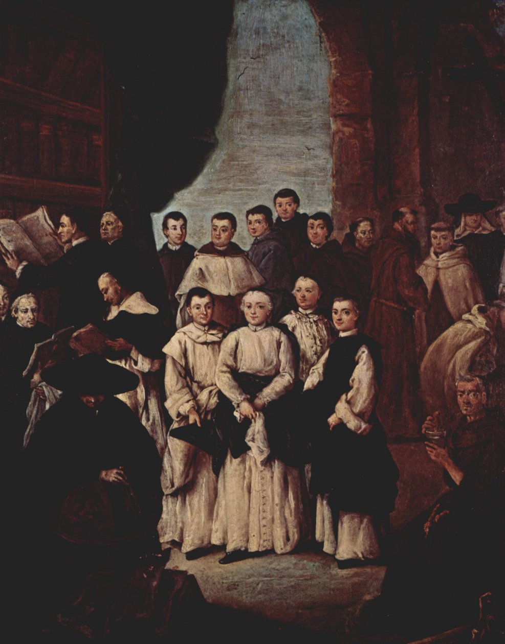 Zdjęcie grupowe weneckich mnichów, kanoników i członków weneckich bractw autorstwa Pietro Longhi