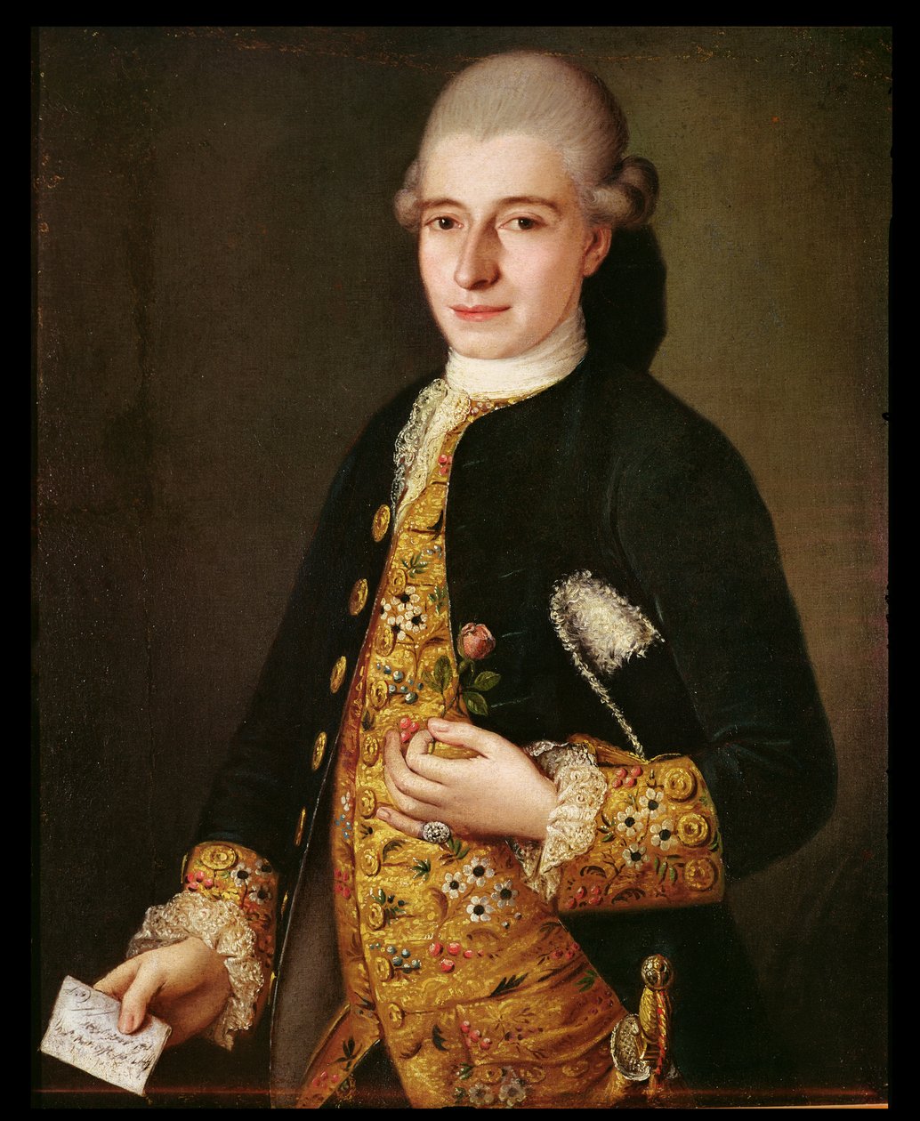 Portret dżentelmena z różaną dziurką autorstwa Pietro Longhi