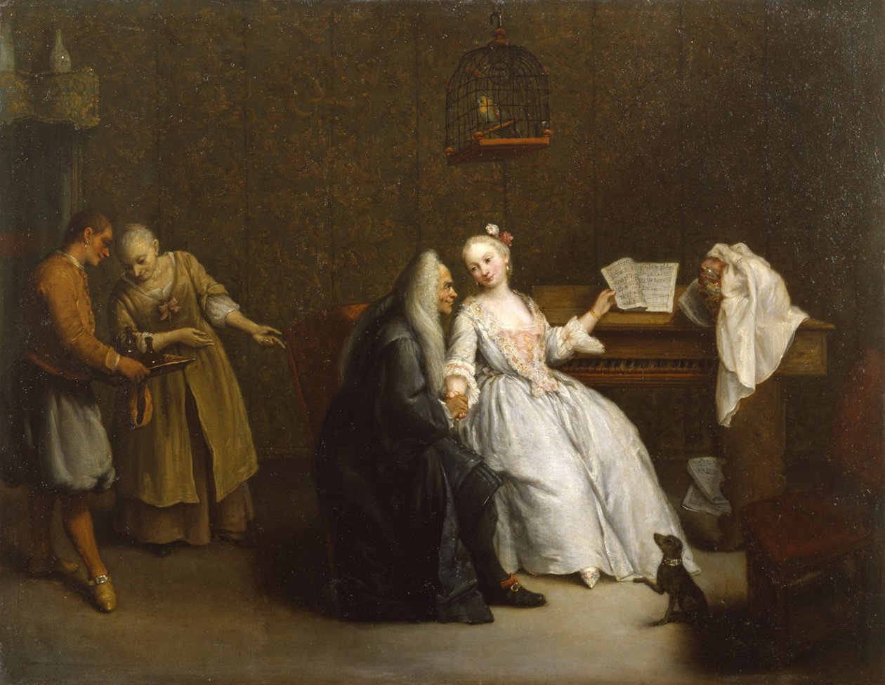 Lekcja muzyki, ok. 1760 autorstwa Pietro Longhi