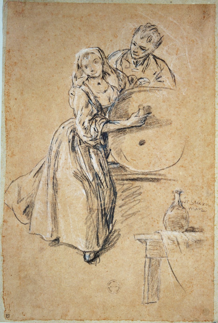 Nalewak z kartą Młodego Mężczyzny (kreda) autorstwa Pietro Longhi