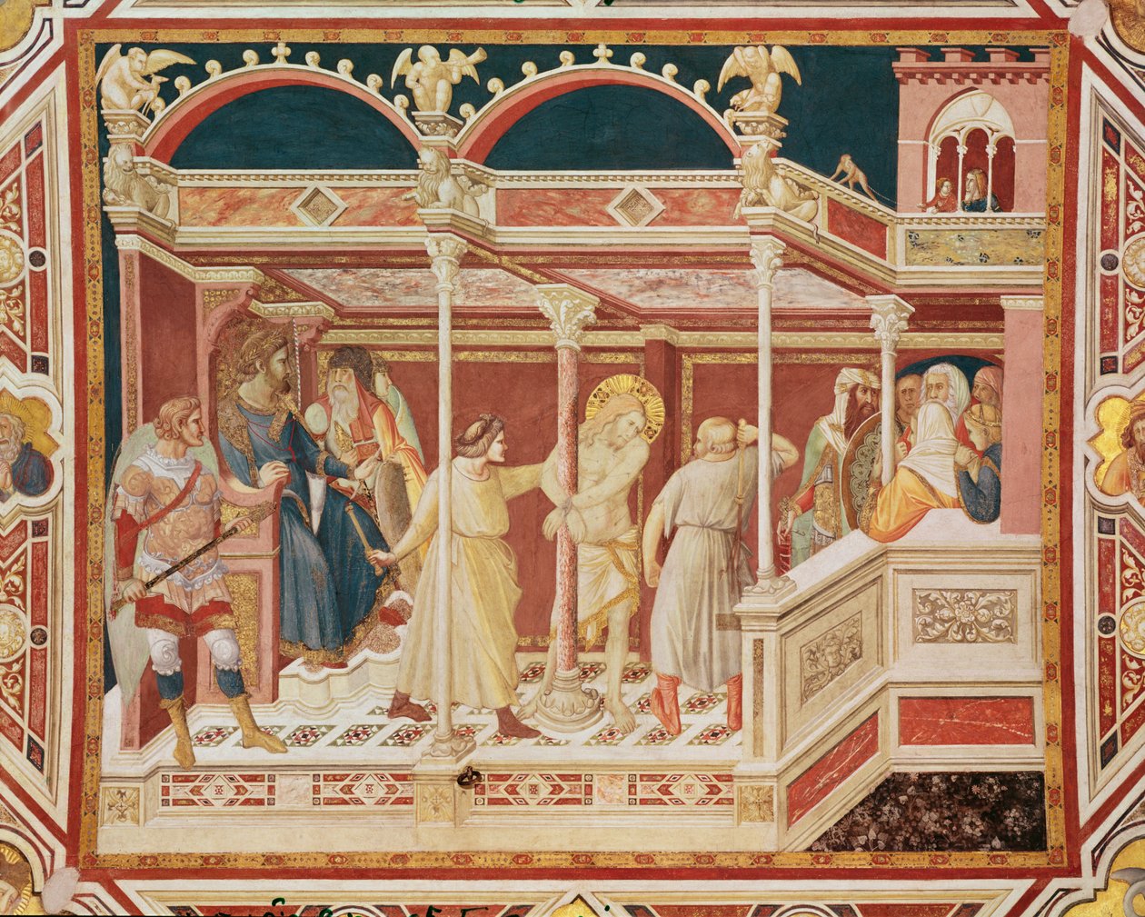 Biczowanie Chrystusa, ok.1320 autorstwa Pietro Lorenzetti