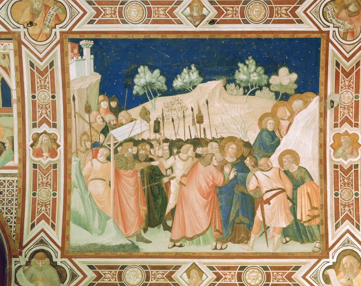 Zdrada i pojmanie Chrystusa w ogrodzie Getsemani autorstwa Pietro Lorenzetti