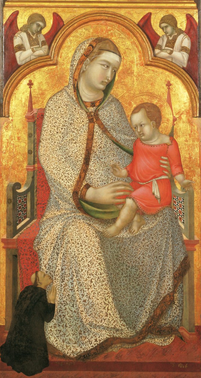 Dziewica z Dzieciątkiem na tronie i Dawczyni, Aniołowie autorstwa Pietro Lorenzetti