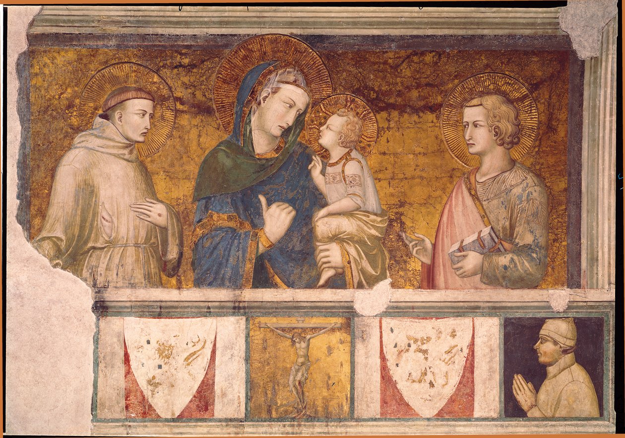 Dziewica z Dzieciątkiem ze św. Franciszkiem i św. Janem Ewangelistą autorstwa Pietro Lorenzetti