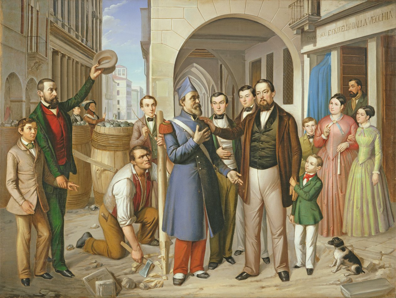 Organizacja barykad na Corso Palladio, 1848 r autorstwa Pietro Negriolo