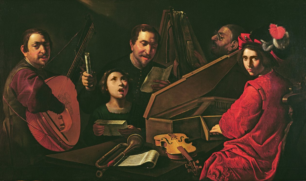 د موسیقارانو او سندرغاړو سره کنسرت، c.1625 poli autorstwa Pietro Paolini