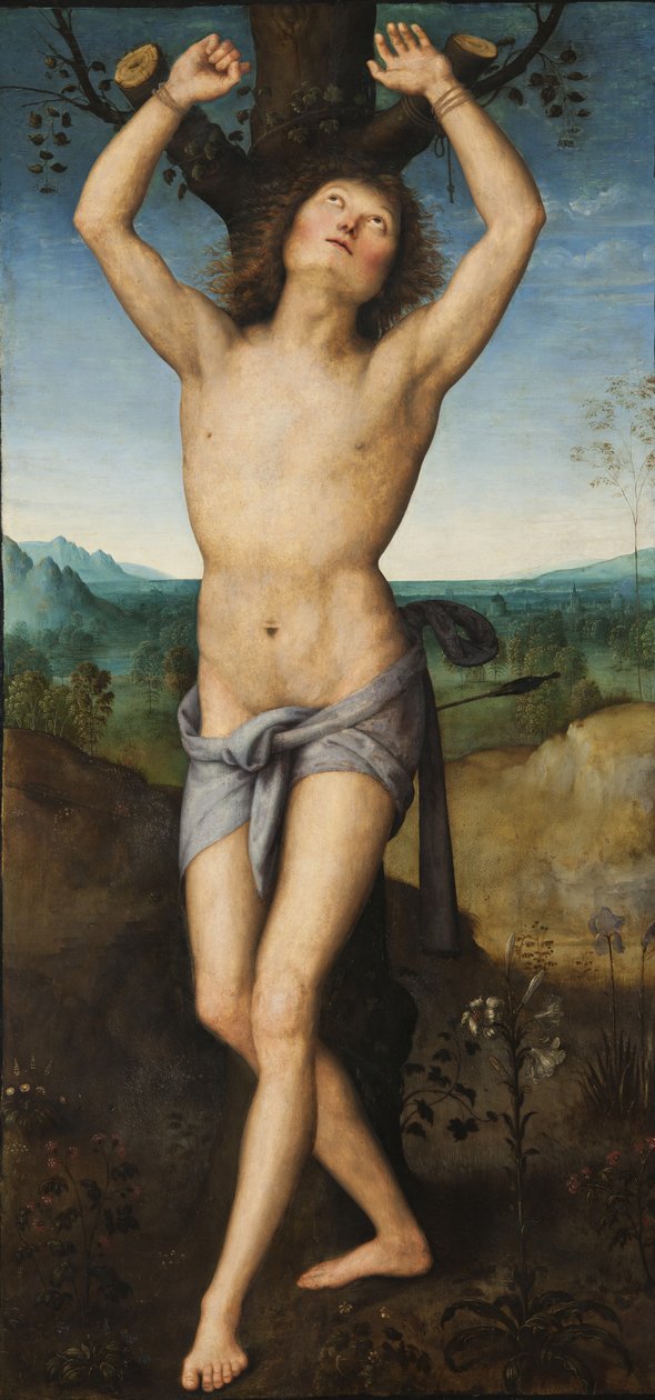 Święty Sebastian, ok. 1485 (tempera na panelu) autorstwa Pietro Perugino