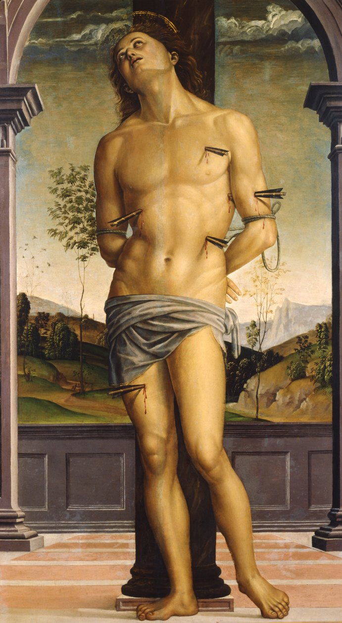 Święty Sebastian, ok. 1490 (olej na drewnie) autorstwa Pietro Perugino