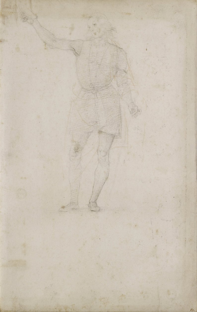 Studium postaci św. Jana Chrzciciela (kreda na białym papierze) autorstwa Pietro Perugino