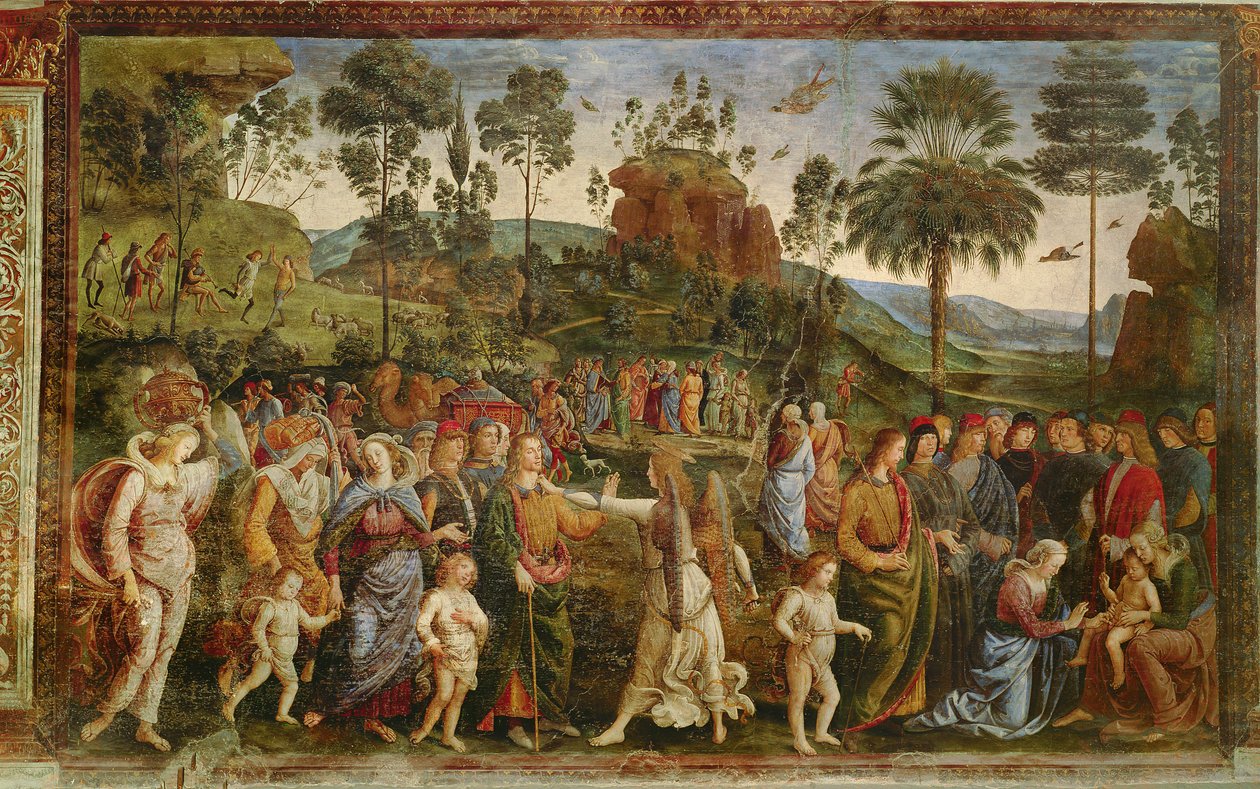Podróż Mojżesza, c.1481-83 autorstwa Pietro Perugino
