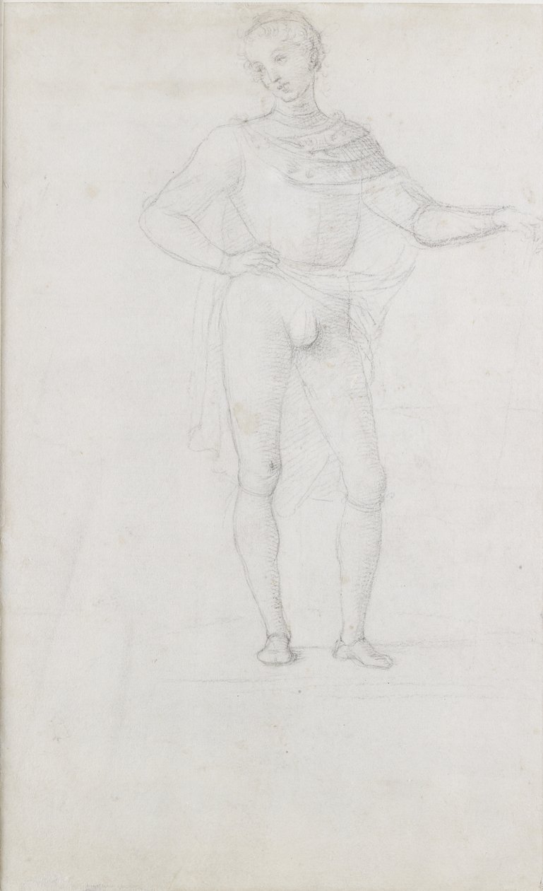 Verso: Studium do postaci w adoracji Trzech Króli, WA1846.5 autorstwa Pietro Perugino