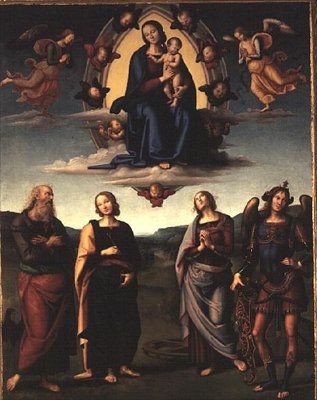 Dziewica z Dzieciątkiem ze świętymi, po 1497 autorstwa Pietro Perugino