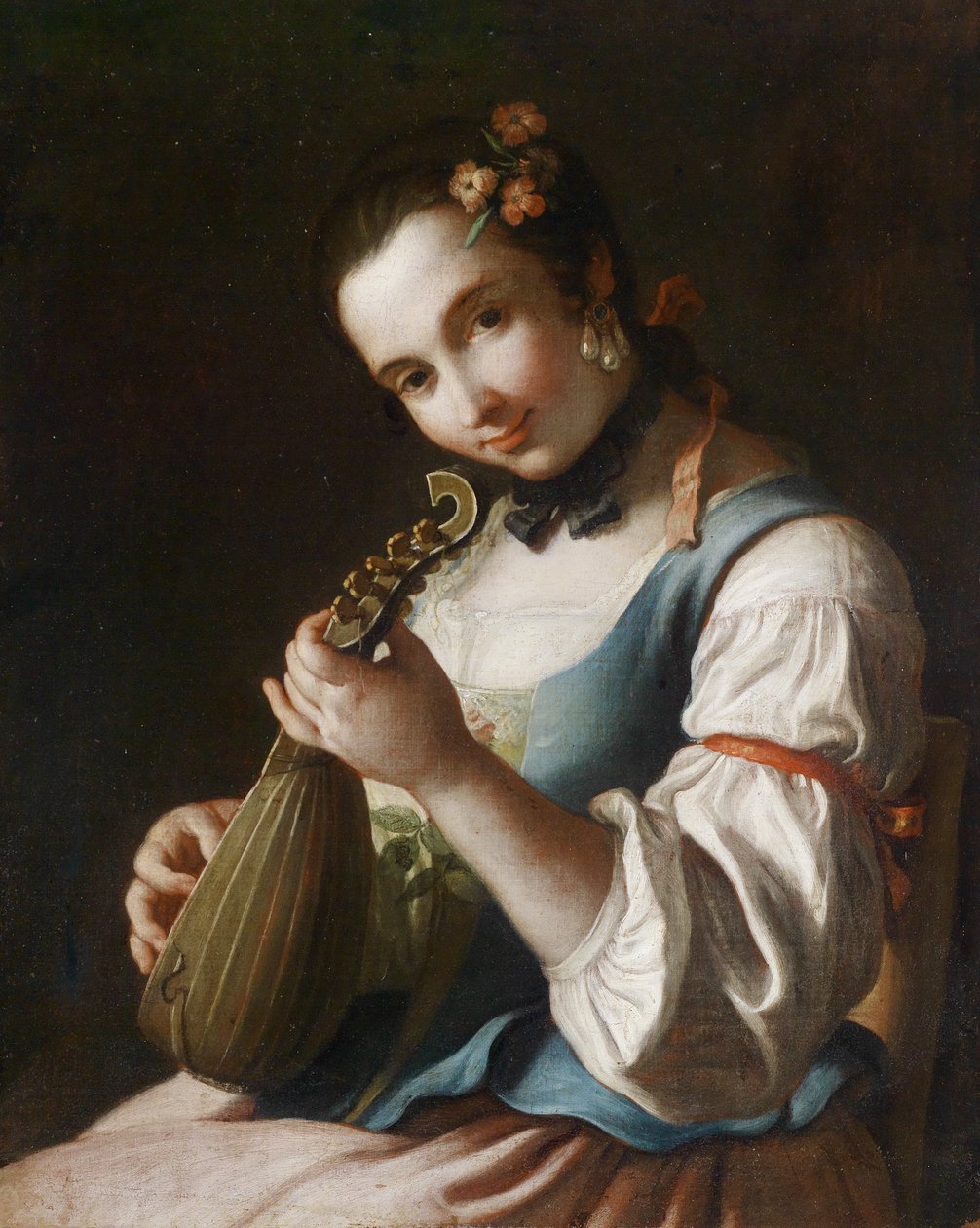 Portret damy grającej na lutni autorstwa Pietro Antonio Rotari
