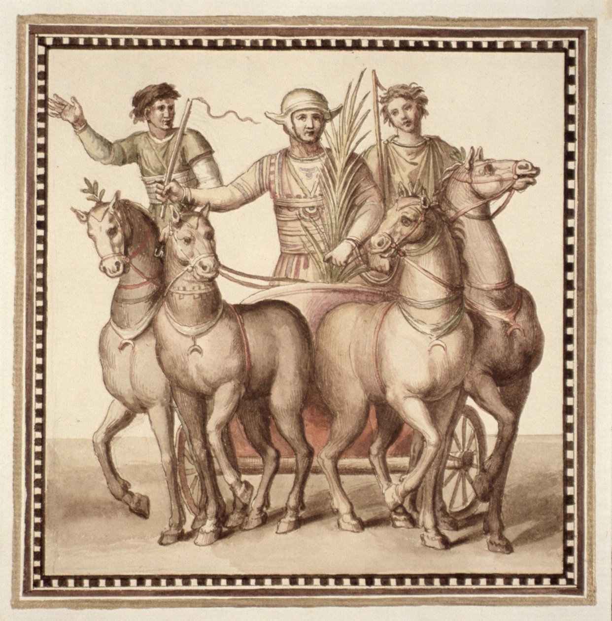 Ms Gen 1496 Płytka CXXII Gladiatorzy i rydwan, 1674 autorstwa Pietro Santi Bartoli
