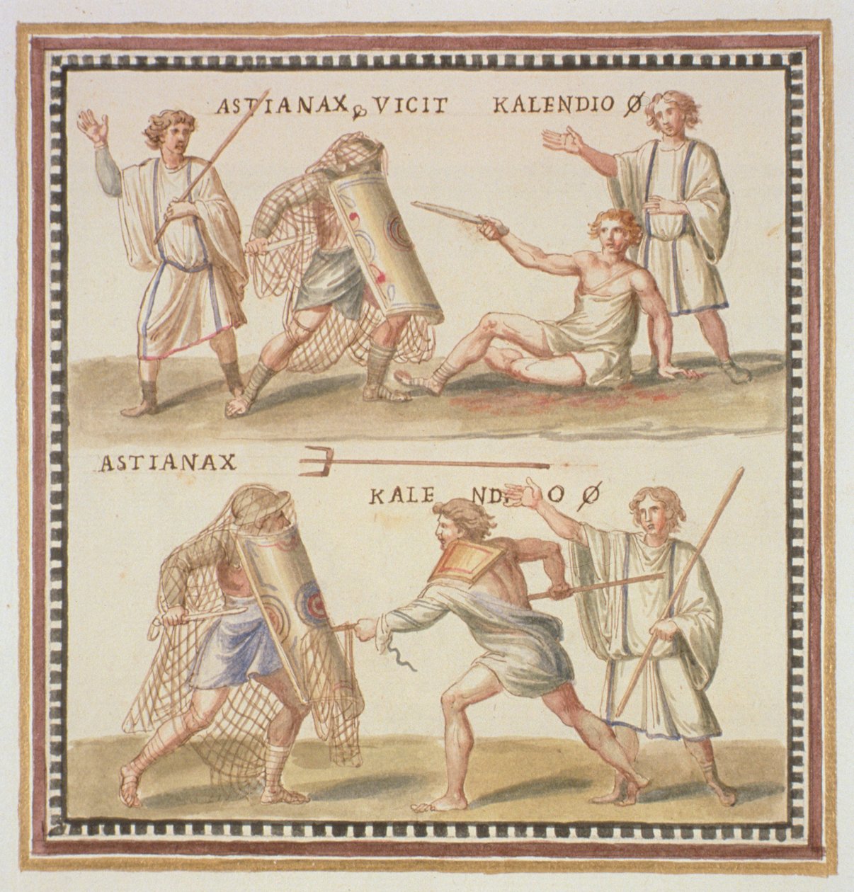 Ms Gen 1496 Plate CXXIV Gladiatorzy, 1674 autorstwa Pietro Santi Bartoli