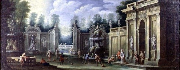 Kaprys architektoniczny z figurami autorstwa Pietro Paltronieri