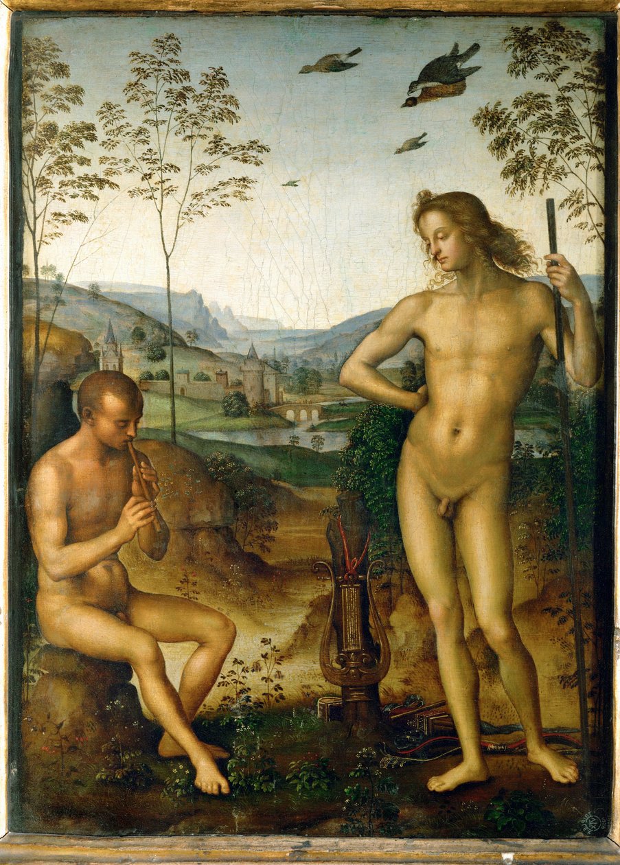 Apollon et Marsyas - Apollo i Marsyas ... autorstwa Pietro (studio of) Perugino
