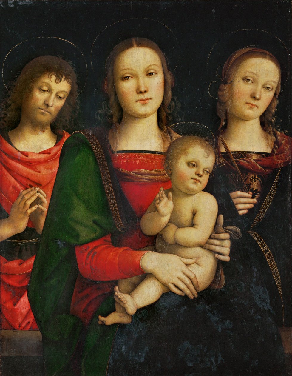 Madonna z Dzieciątkiem w otoczeniu świętego Jana Chrzciciela i świętej Katarzyny ... autorstwa Pietro (studio of) Perugino