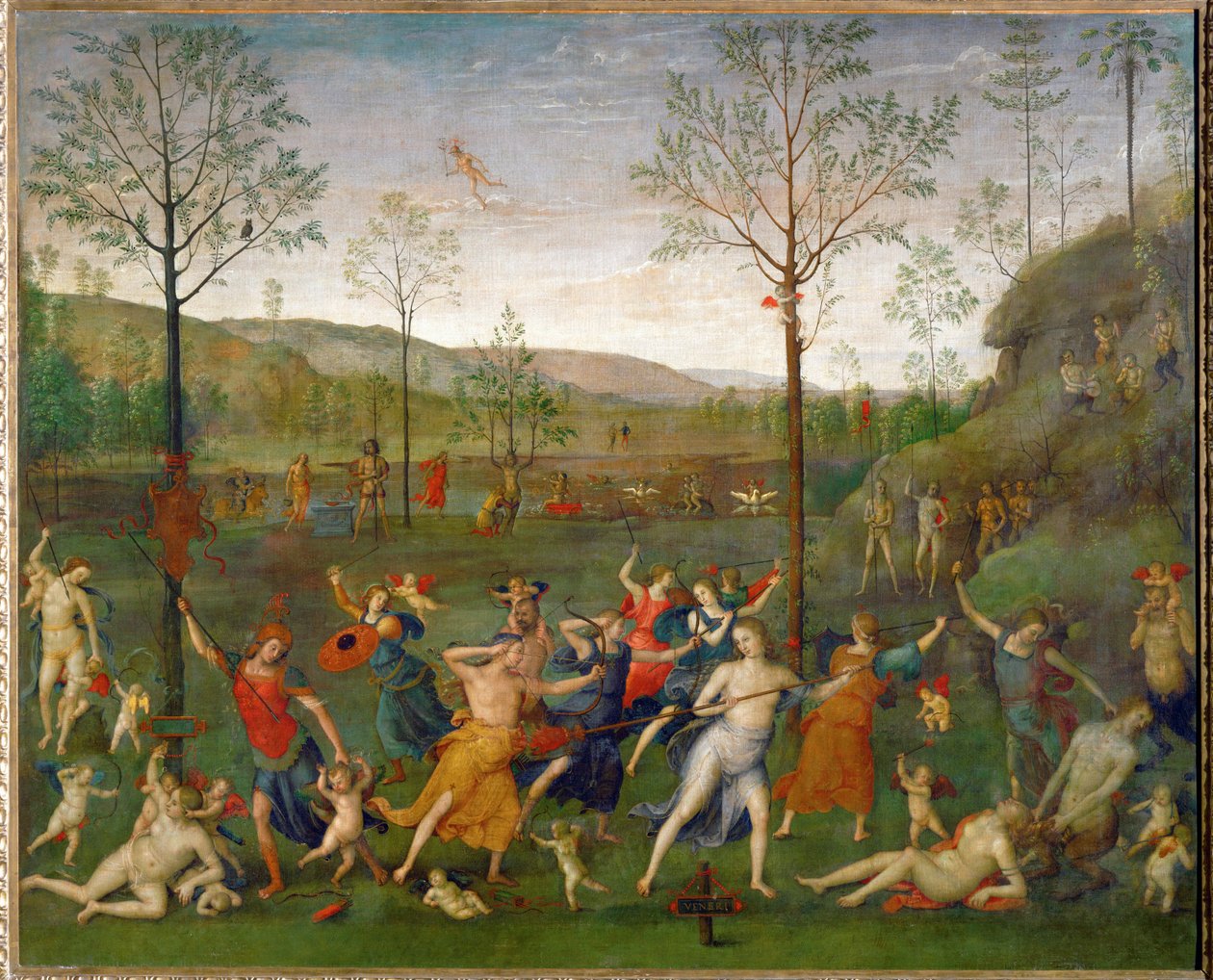Walka między miłością a czystością ... autorstwa Pietro (studio of) Perugino