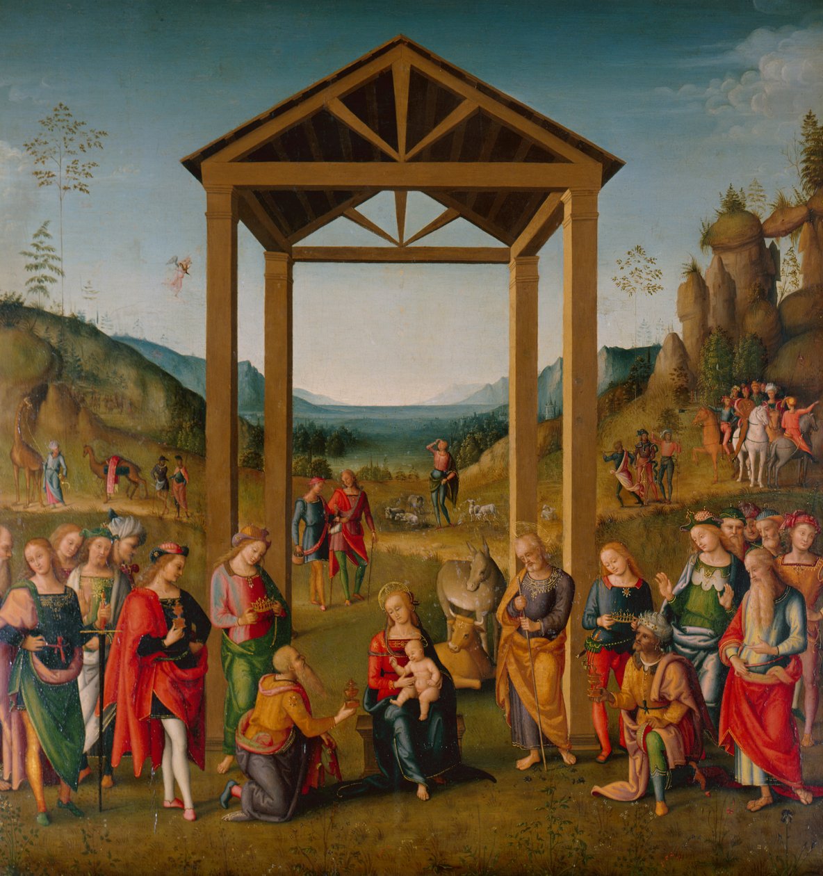 Pokłon Trzech Króli (olej na płótnie) autorstwa Pietro (workshop of) Perugino