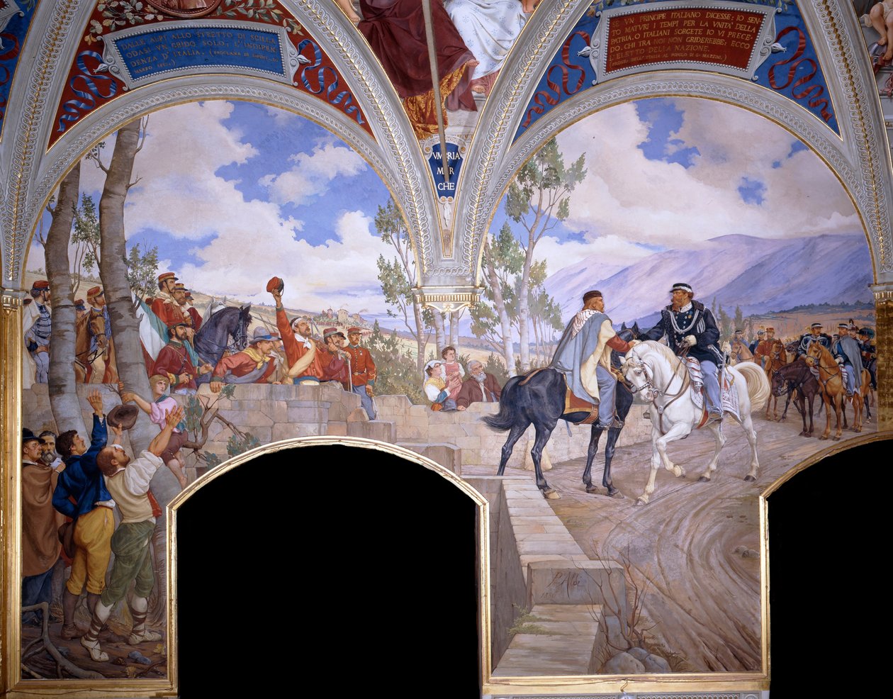 Victor Emanuel spotyka Giuseppe Garibaldiego w Teano, 1886 autorstwa Pietro Aldi