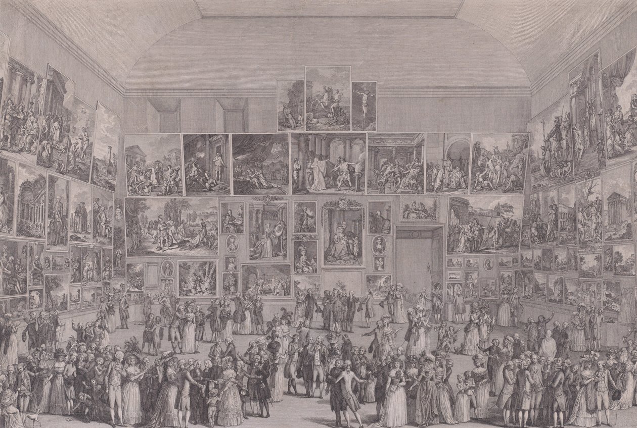 Wystawa w Salon du Louvre w 1787 roku. autorstwa Pietro Antonio Martini