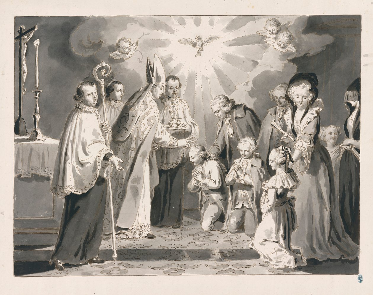 Bierzmowanie z Siedmiu Sakramentów autorstwa Pietro Antonio Novelli