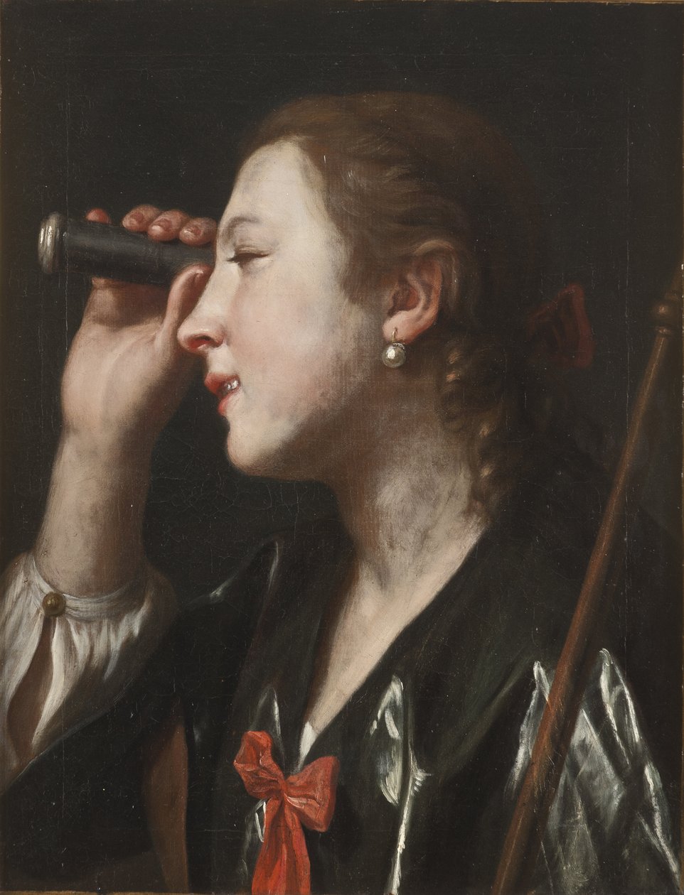 Dziewczyna patrząca przez teleskop autorstwa Pietro Antonio Rotari