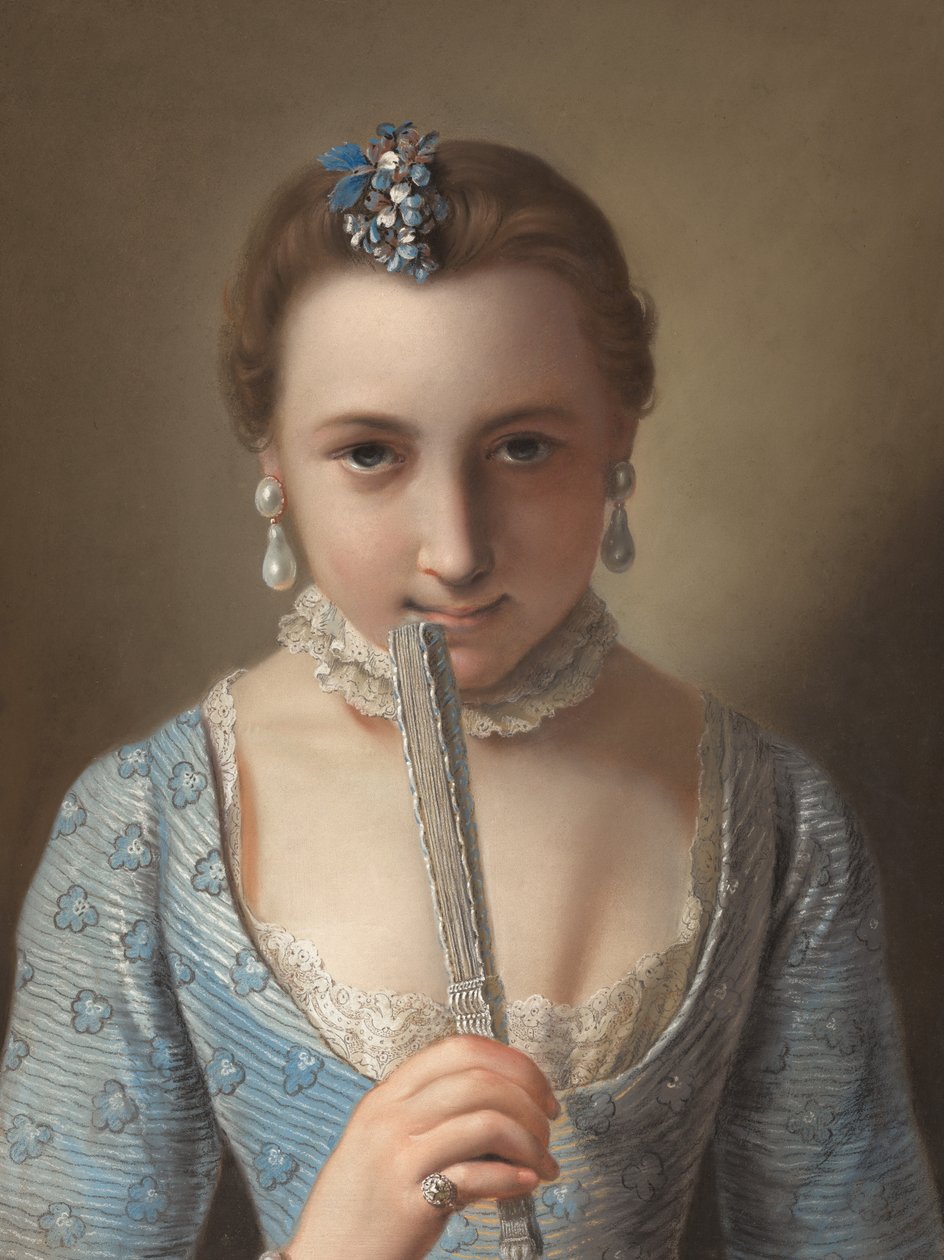Młoda kobieta z wachlarzem autorstwa Pietro Antonio Rotari