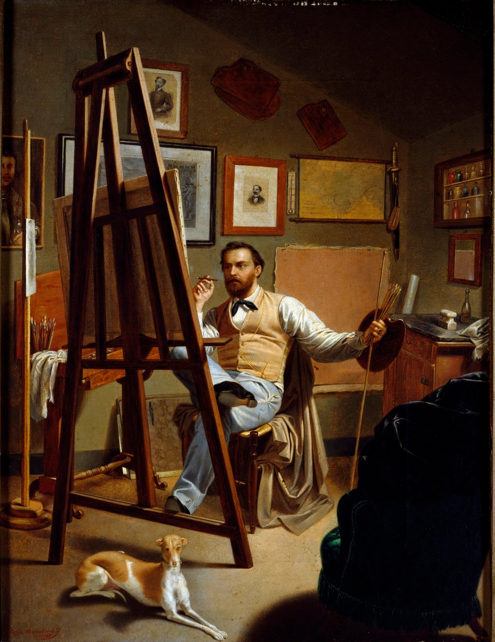 Pracownia malarza. Obraz Pietro Barabino (1822-1869) autorstwa Pietro Barabino