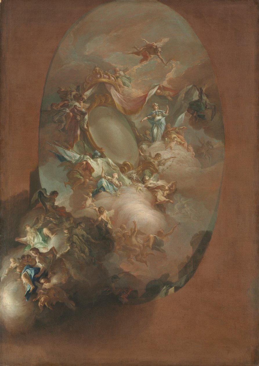 Studium Apoteozy Ferdynanda IV i Marii Karoliny, Króla i Królowej Neapolu, ok. 1930. 1781. autorstwa Pietro Bardellino