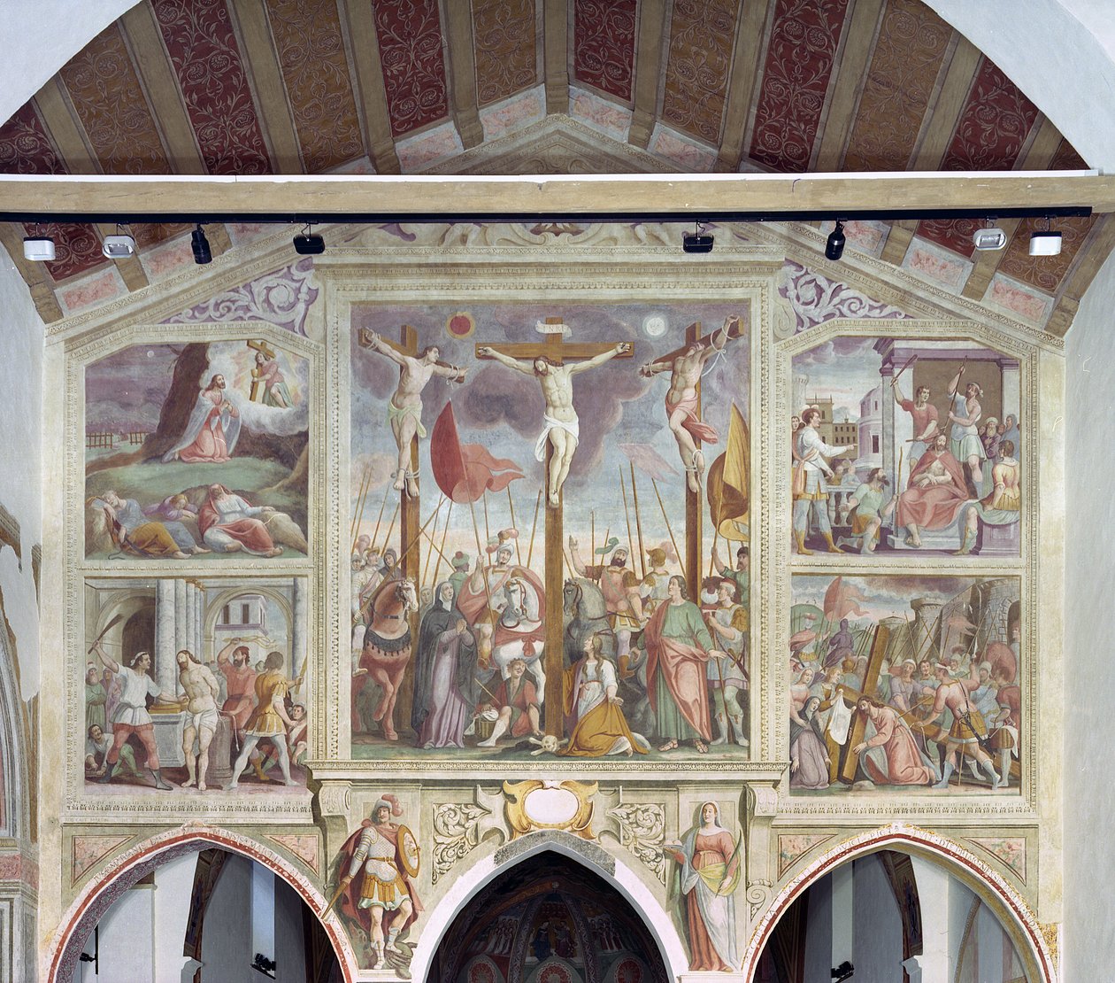 Sceny z męki i ukrzyżowania (fresk) autorstwa Pietro Baschenis
