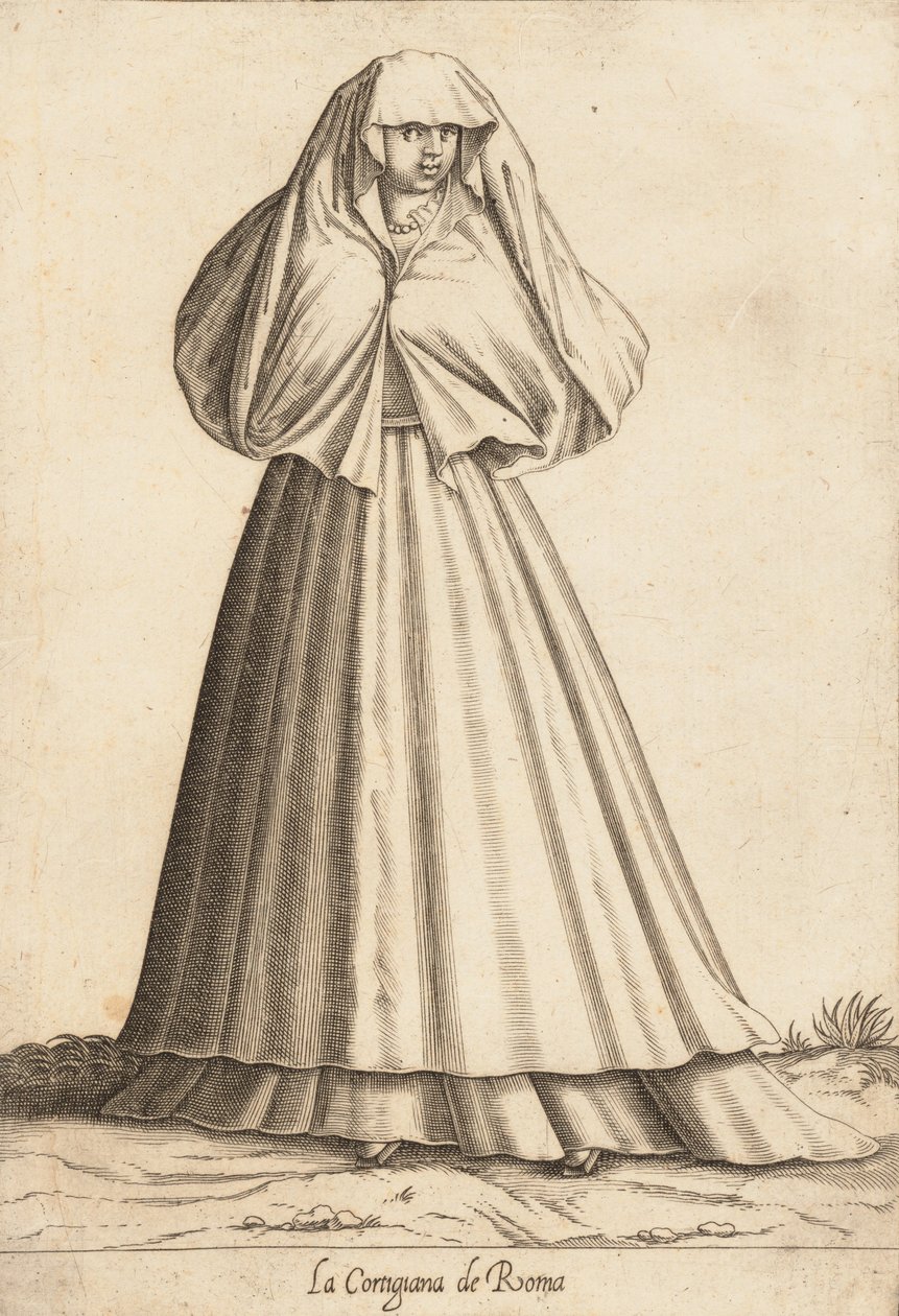 La Cortigiana de Roma Courtesan, ca. 1580. autorstwa Pietro Bertelli.