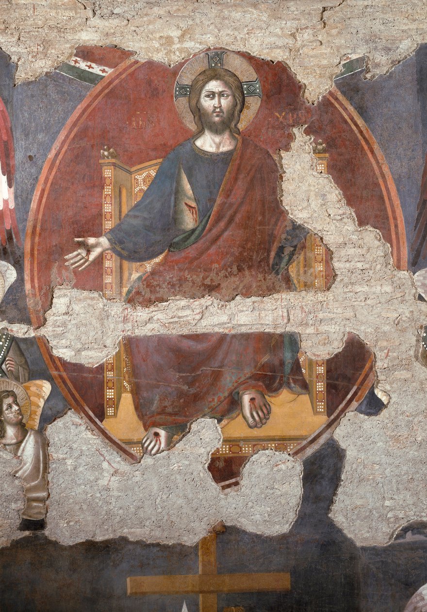 Sąd Ostateczny: Chrystus trąbi. Szczegół. (Fresk autorstwa Pietro Cavallini