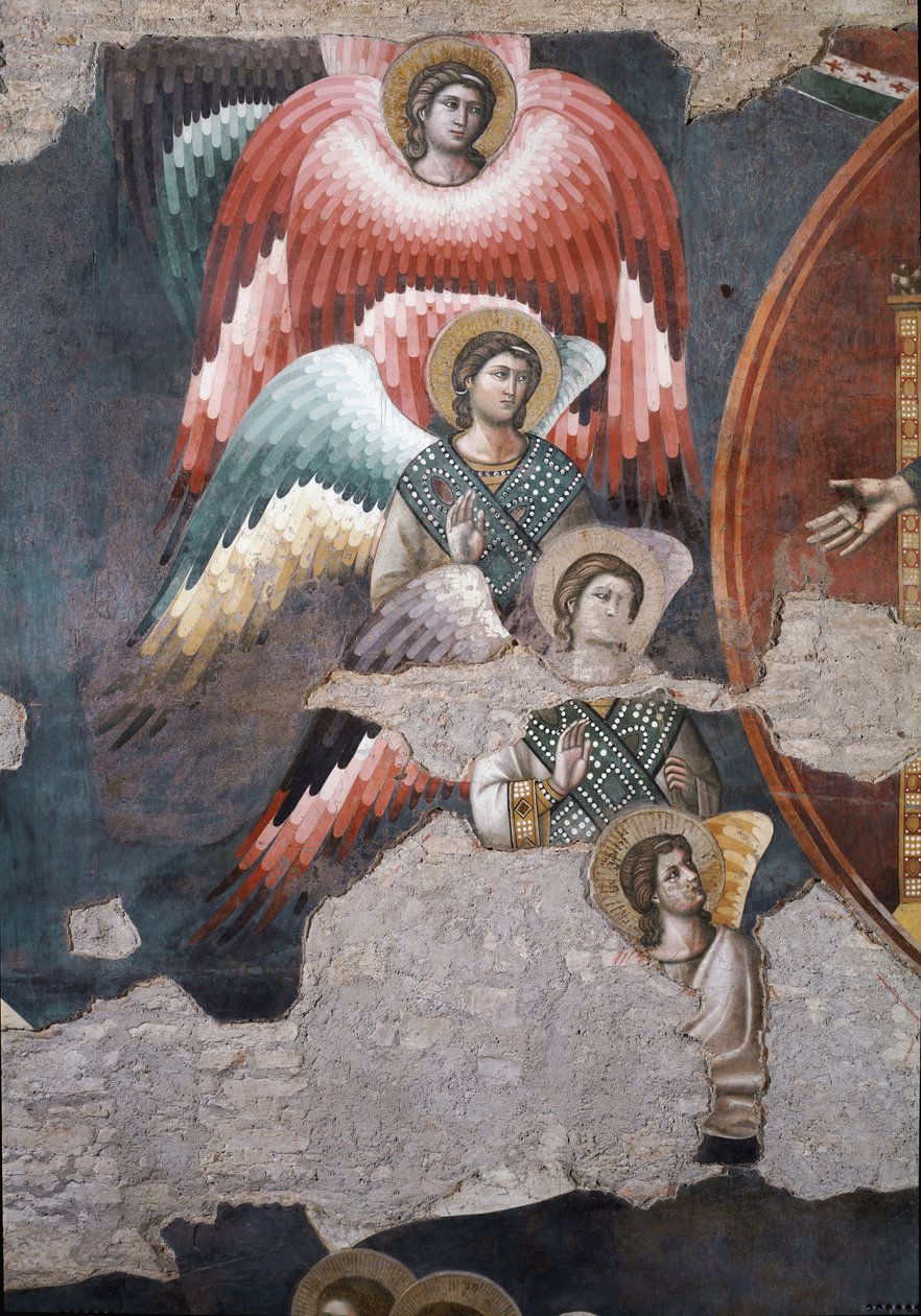 Sąd Ostateczny, fragment aniołów - Fresk autorstwa Pietro Cavallini