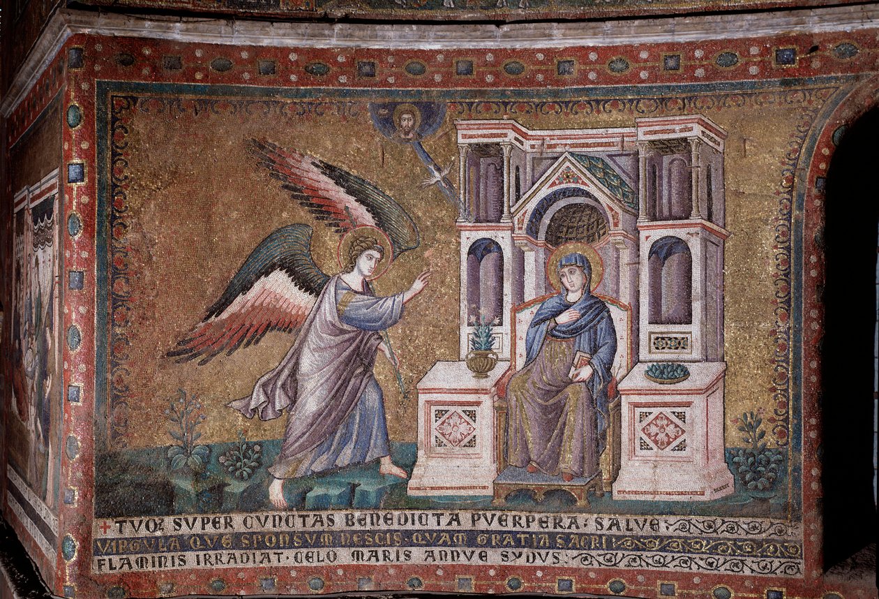 Mozaika Zwiastowanie w absydzie Pietro Cavallini autorstwa Pietro Cavallini
