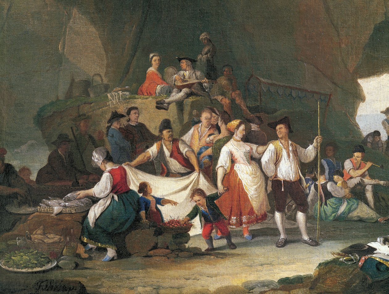 Śniadanie nad morzem, autor Pietro Fabbris (1740-1792), detal autorstwa Pietro Fabris