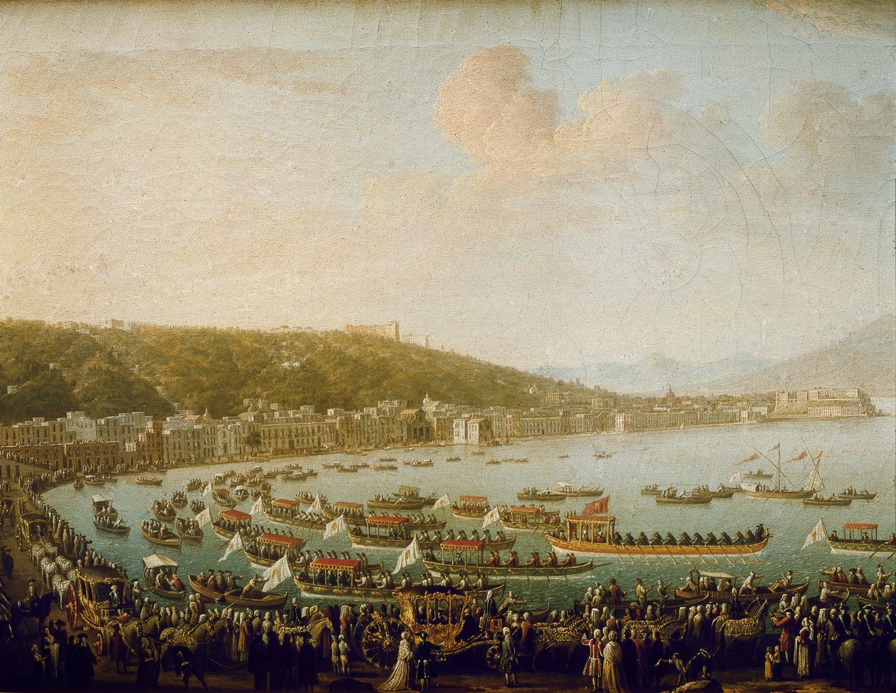 Wyjazd Karola III Hiszpanii (Carlos III) (1716-1788) z Zatoki Neapolitańskiej (Włochy). Obraz Pietro Fabris (1756-1779), olej na płótnie autorstwa Pietro Fabris