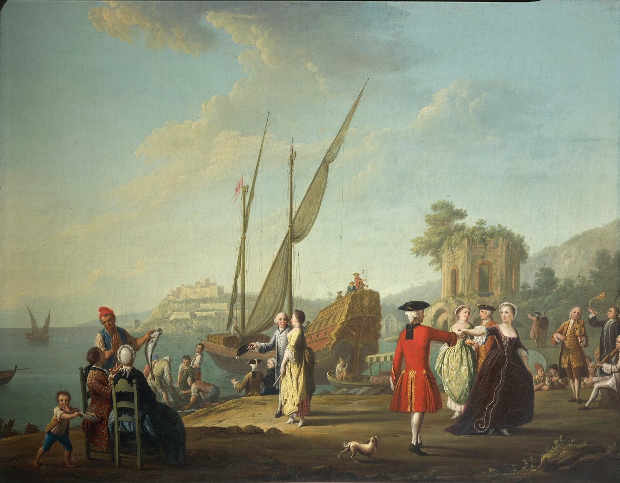 Menuet w Baia, dziś frakcja Bacoli (Neapol), w rejonie Campi Flegrei, autorstwa Pietro Fabris autorstwa Pietro Fabris